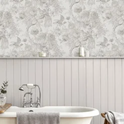 Laura Ashley A Birtle Dove Grey Floral Smooth Wallpaper -Laura Ashley a birtle dove grey floral smooth wallpaper5011583514094 20i bq