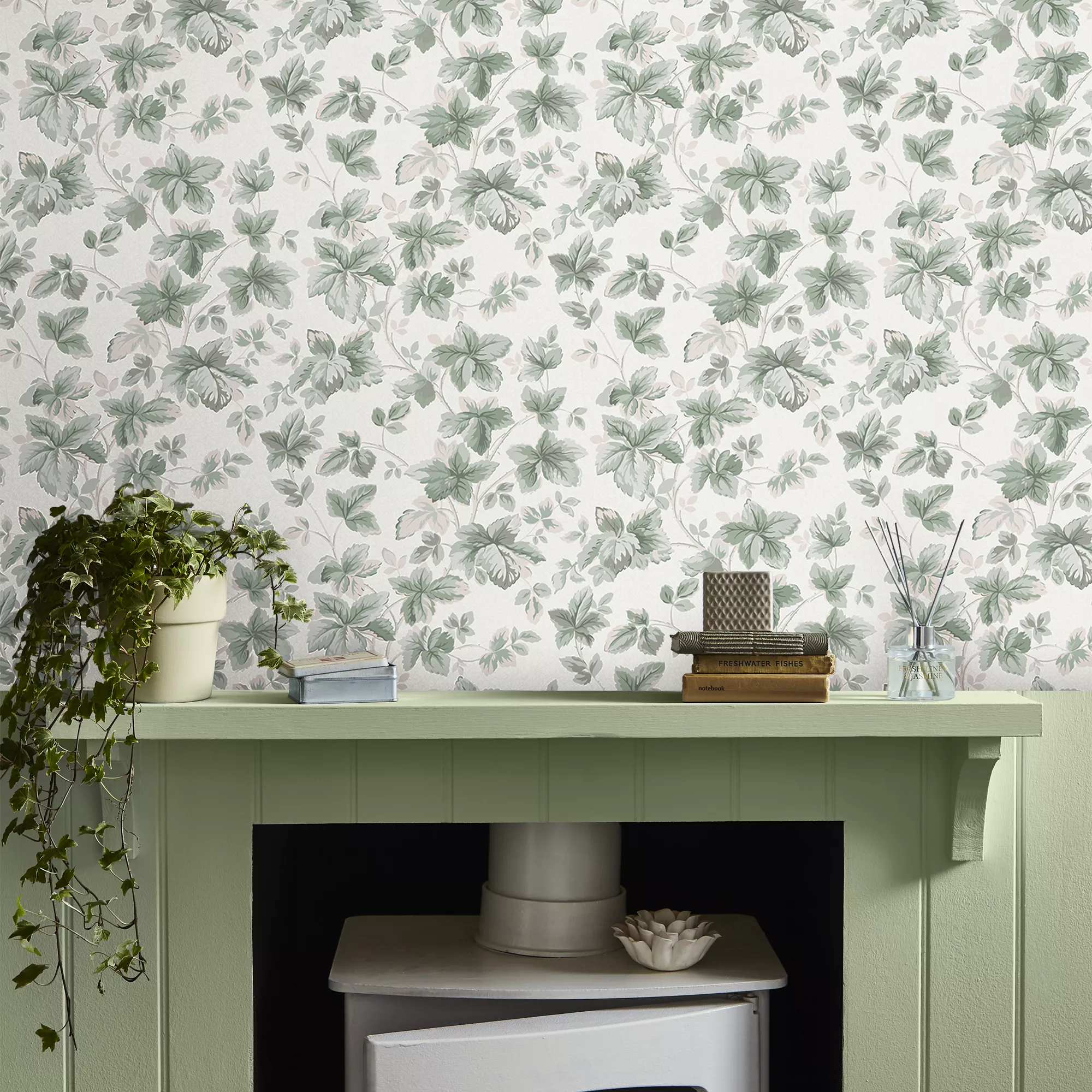 Laura Ashley Autumn Sage Green Leaves Smooth Wallpaper 5 Laura Ashley Autumn Sage Green Leaves Smooth Wallpaper - Image 3