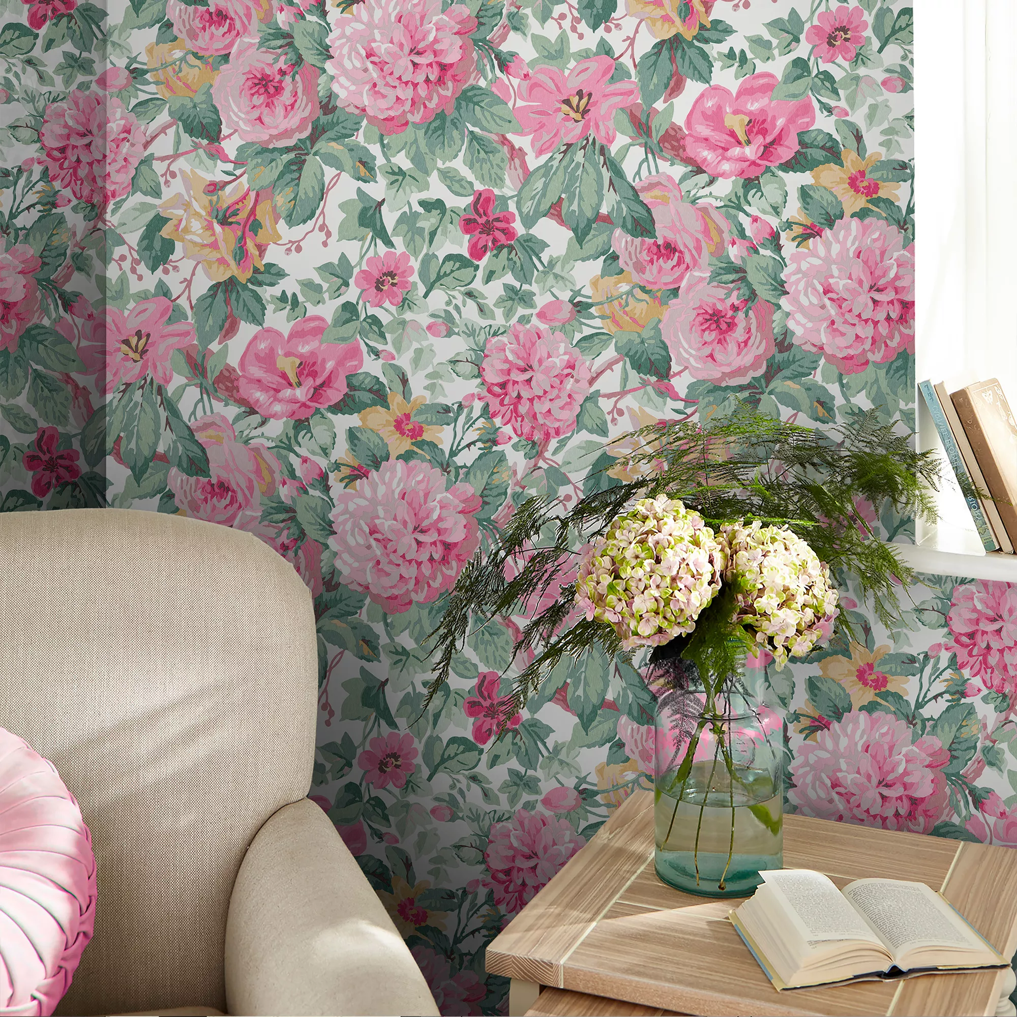 Laura Ashley Aveline Rose Pink Floral Smooth Wallpaper 5 Laura Ashley Aveline Rose Pink Floral Smooth Wallpaper - Image 3