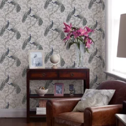 Laura Ashley Belvedere Midnight Peacock Smooth Wallpaper -Laura Ashley laura ashley belvedere midnight peacock smooth wallpaper5011583468359 21i bq