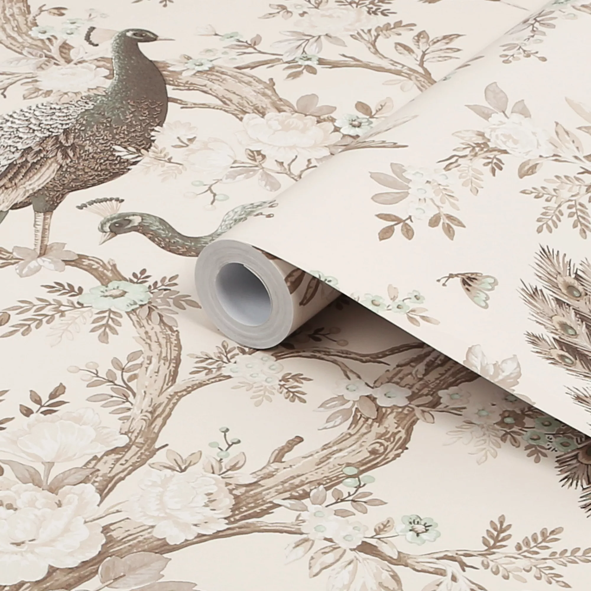 Laura Ashley Belvedere Soft Truffle Peacock Smooth Wallpaper 4 Laura Ashley Belvedere Soft Truffle Peacock Smooth Wallpaper - Image 2