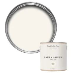 Laura Ashley Cotton White Matt Emulsion Paint, 2.5L