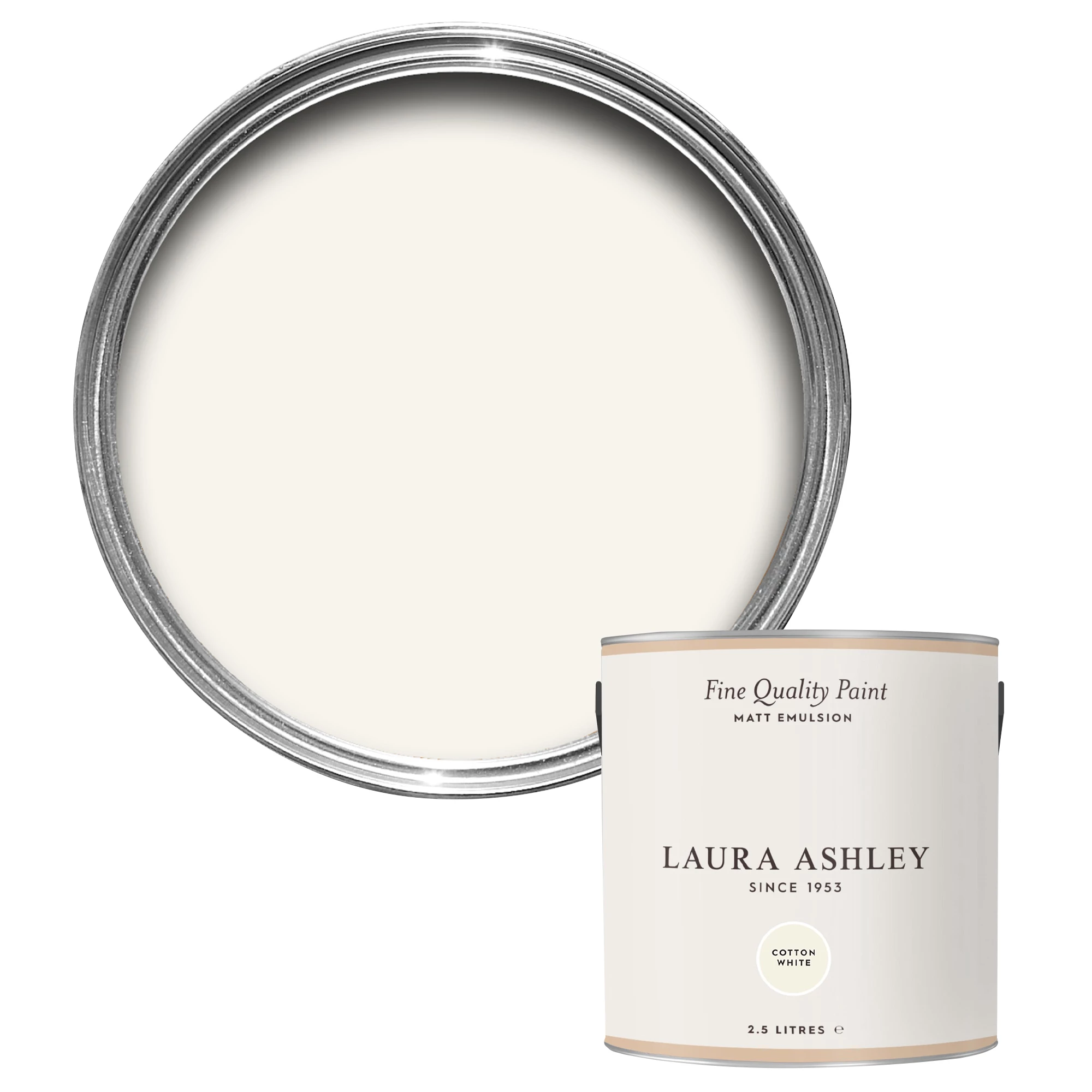 Laura Ashley Cotton White Matt Emulsion Paint, 2.5L 3 Laura Ashley Cotton White Matt Emulsion Paint, 2.5L