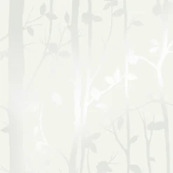 Laura Ashley Cottonwood Pearlescent White Trail Smooth Wallpaper