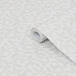 Laura Ashley Country Charm Grey Leaves Smooth Wallpaper