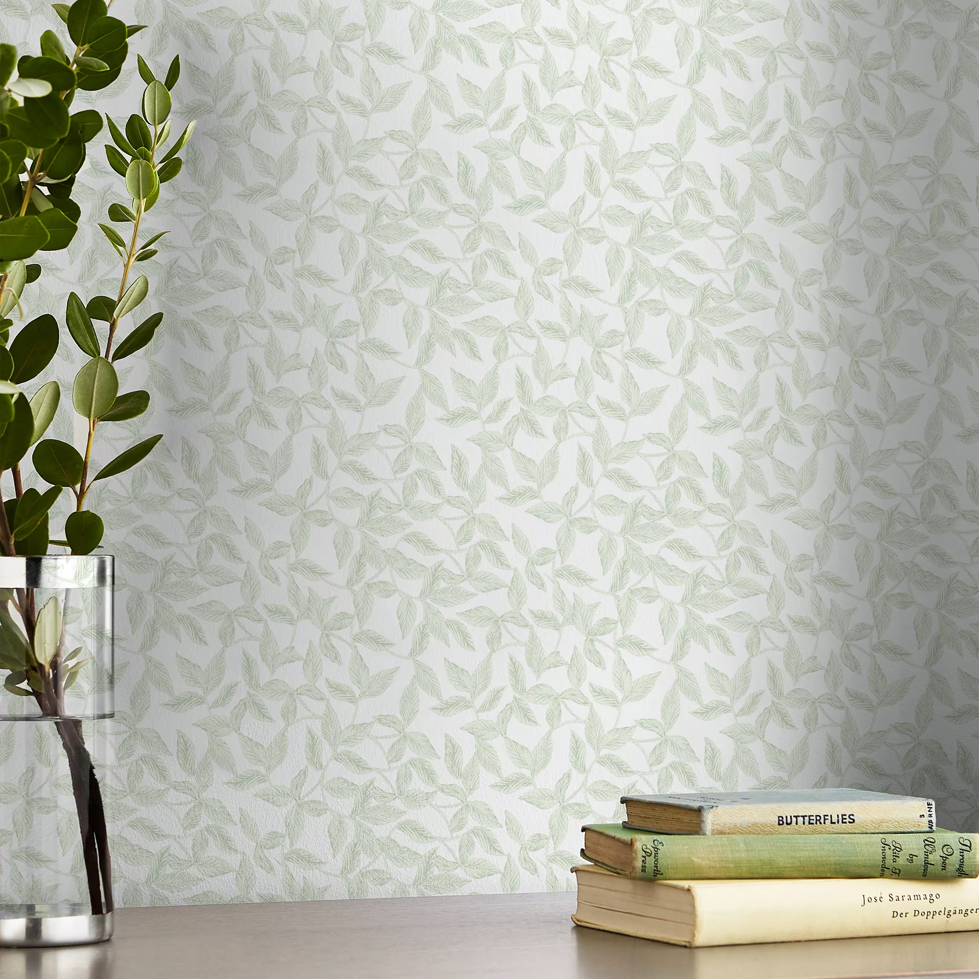 Laura Ashley Erwood Eau De Nil Leaves Smooth Wallpaper 5 Laura Ashley Erwood Eau De Nil Leaves Smooth Wallpaper - Image 3