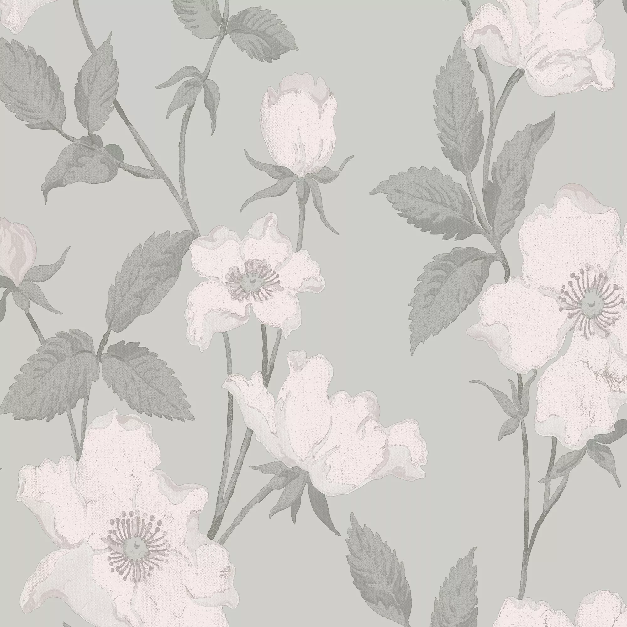 Laura Ashley Fleurir Smoke Green Floral Smooth Wallpaper 5 Laura Ashley Fleurir Smoke Green Floral Smooth Wallpaper - Image 3