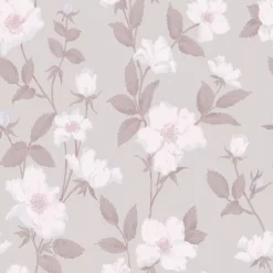 Laura Ashley Fleurir Sugared Violet Floral Smooth Wallpaper