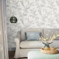 Laura Ashley Forstyhia Steel Floral Smooth Wallpaper -Laura Ashley laura ashley forstyhia steel floral smooth wallpaper5011583466911 20i bq