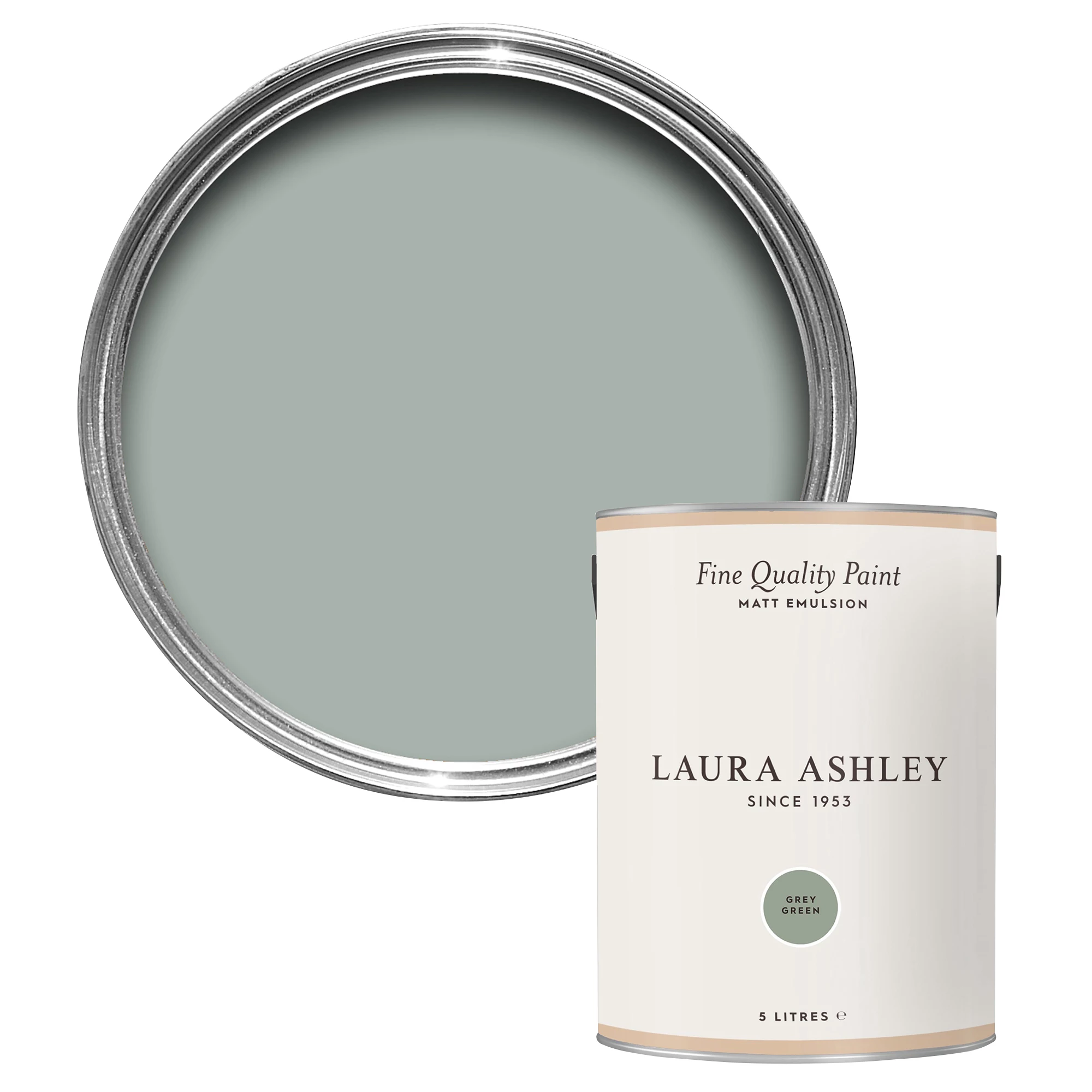 Laura Ashley Grey Green Matt Emulsion Paint, 5L 3 Laura Ashley Grey Green Matt Emulsion Paint, 5L