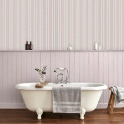 Laura Ashley Heacham Blush Stripe Smooth Wallpaper -Laura Ashley laura ashley heacham blush stripe smooth wallpaper5011583493160 20i bq