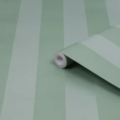 Laura Ashley Heritage Inspired Green Stripe Smooth Wallpaper