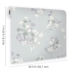 Laura Ashley Igerna Blue, Purple & Green Floral Smooth Wallpaper -Laura Ashley laura ashley igerna blue purple green floral smooth wallpaper5011583546200 02t bq