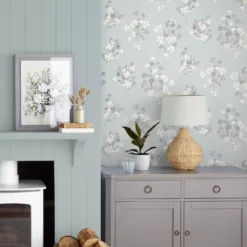Laura Ashley Igerna Blue, Purple & Green Floral Smooth Wallpaper -Laura Ashley laura ashley igerna blue purple green floral smooth wallpaper5011583546200 20i bq