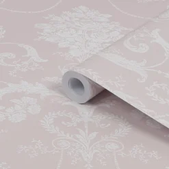 Laura Ashley Josette Amethyst Damask Smooth Wallpaper
