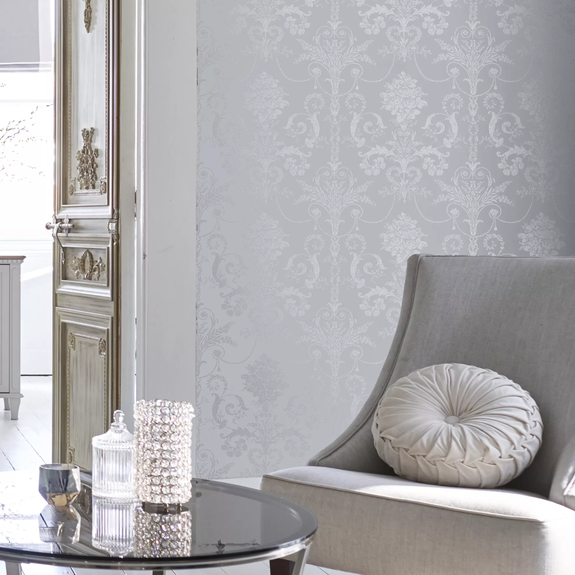 Laura Ashley Josette Damask Silver Effect Smooth Wallpaper 7 Laura Ashley Josette Damask Silver Effect Smooth Wallpaper - Image 5