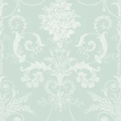 Laura Ashley Josette Duck Egg Damask Smooth Wallpaper