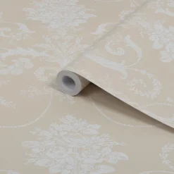 Laura Ashley Josette Linen Damask Smooth Wallpaper