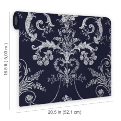Laura Ashley Josette Midnight Damask Smooth Wallpaper -Laura Ashley laura ashley josette midnight damask smooth wallpaper5011583468021 02t bq