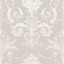 Laura Ashley Josette White & Dove Grey Damask Smooth Wallpaper -Laura Ashley laura ashley josette white dove grey damask smooth wallpaper5011583467789 36c bq