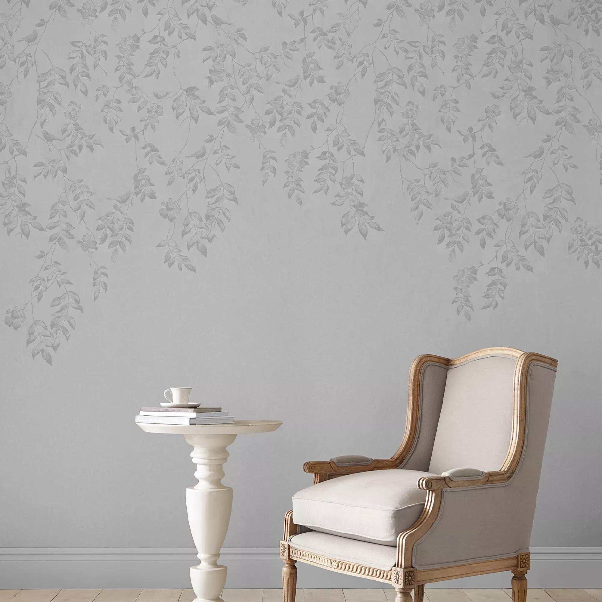 Laura Ashley Lockwood Grey Leaves Smooth Wallpaper 5 Laura Ashley Lockwood Grey Leaves Smooth Wallpaper - Image 3