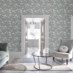 Laura Ashley Magnolia Grove Slate Floral Smooth Wallpaper -Laura Ashley laura ashley magnolia grove slate floral smooth wallpaper5011583467062 20i bq