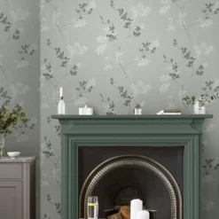 Laura Ashley Mari Green Floral Smooth Wallpaper -Laura Ashley laura ashley mari green floral smooth wallpaper5011583545692 20i bq