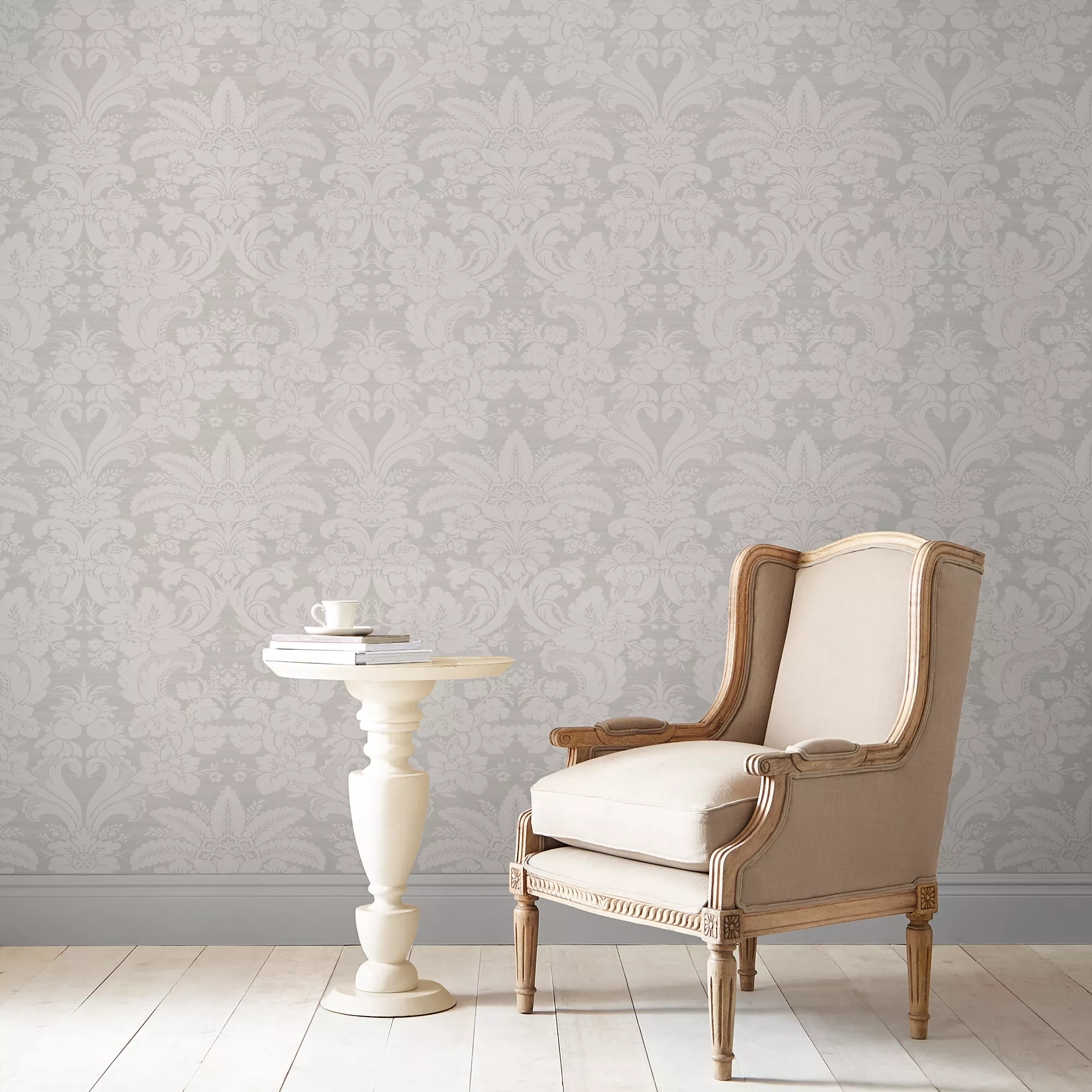 Laura Ashley Martigues Moonbeam Damask Smooth Wallpaper 6 Laura Ashley Martigues Moonbeam Damask Smooth Wallpaper - Image 4