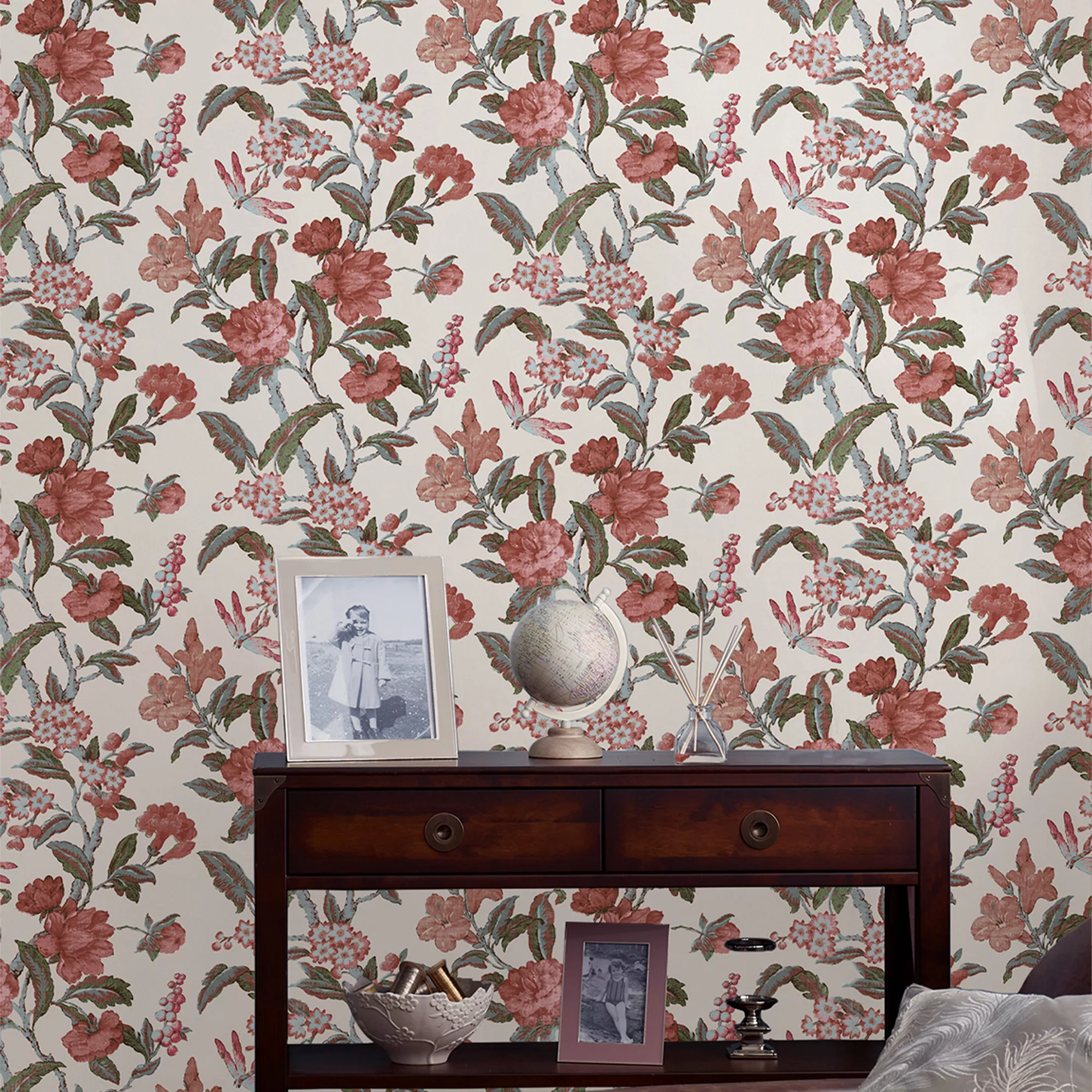 Laura Ashley Minera Crimson Floral Smooth Wallpaper 5 Laura Ashley Minera Crimson Floral Smooth Wallpaper - Image 3