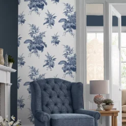 Laura Ashley Narberth Blue Leaves Smooth Wallpaper -Laura Ashley laura ashley narberth blue leaves smooth wallpaper5011583546026 20i bq