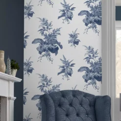 Laura Ashley Narberth Blue Leaves Smooth Wallpaper -Laura Ashley laura ashley narberth blue leaves smooth wallpaper5011583546026 21i bq