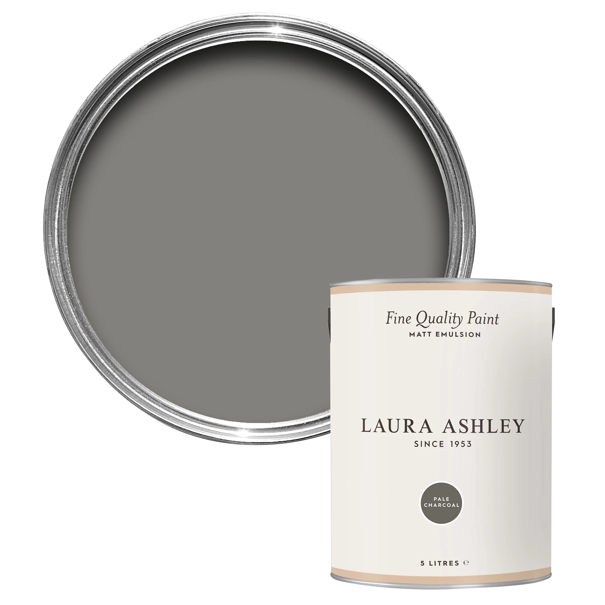 Laura Ashley Pale Charcoal Matt Emulsion Paint, 5L 3 Laura Ashley Pale Charcoal Matt Emulsion Paint, 5L