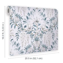 Laura Ashley Parterre Off White & Seaspray Damask Smooth Wallpaper -Laura Ashley laura ashley parterre off white seaspray damask smooth wallpaper5011583468595 02t bq