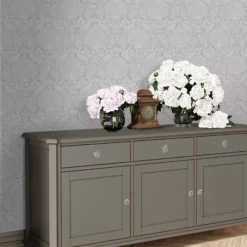 Laura Ashley Peacock Damask Pale Slate Damask Smooth Wallpaper -Laura Ashley laura ashley peacock damask pale slate damask smooth wallpaper5011583486896 20i bq