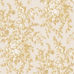 Laura Ashley Picardie Pale Gold Floral Smooth Wallpaper