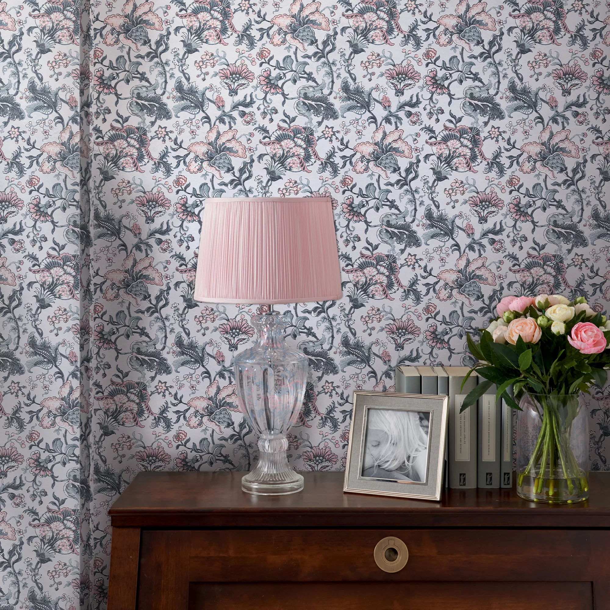 Laura Ashley Portia Pale Slate Floral Smooth Wallpaper 6 Laura Ashley Portia Pale Slate Floral Smooth Wallpaper - Image 4