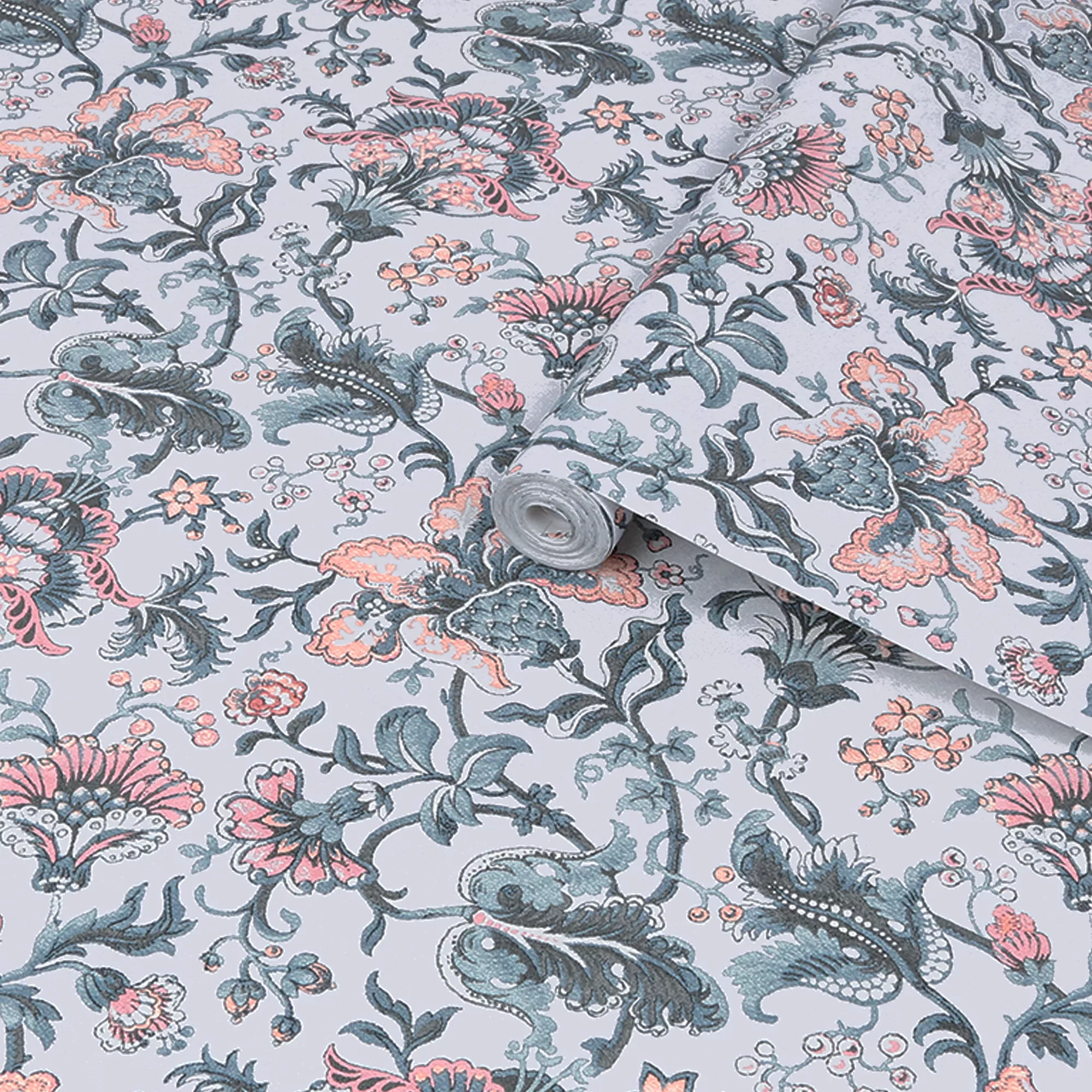 Laura Ashley Portia Pale Slate Floral Smooth Wallpaper 4 Laura Ashley Portia Pale Slate Floral Smooth Wallpaper - Image 2