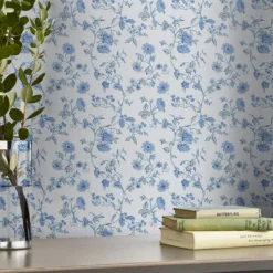 Laura Ashley Rambling Rector Blue Sky Floral Smooth Wallpaper -Laura Ashley laura ashley rambling rector blue sky floral smooth wallpaper5011583492804 20i bq