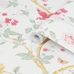 Laura Ashley Romantic Opulence Pink Animal Smooth Wallpaper