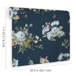 Laura Ashley Rosemore Midnight Seaspray Floral Smooth Wallpaper -Laura Ashley laura ashley rosemore midnight seaspray floral smooth wallpaper5011583486506 02t bq