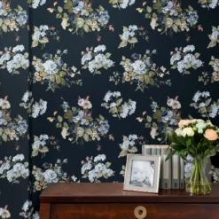 Laura Ashley Rosemore Midnight Seaspray Floral Smooth Wallpaper -Laura Ashley laura ashley rosemore midnight seaspray floral smooth wallpaper5011583486506 20i bq