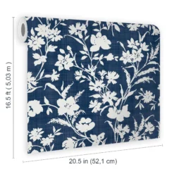 Laura Ashley Rye Blue Floral Smooth Wallpaper -Laura Ashley laura ashley rye blue floral smooth wallpaper5011583546118 02t bq