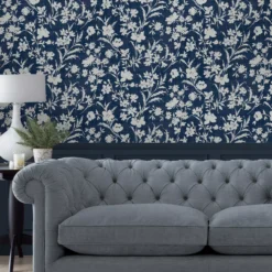 Laura Ashley Rye Blue Floral Smooth Wallpaper -Laura Ashley laura ashley rye blue floral smooth wallpaper5011583546118 20i bq