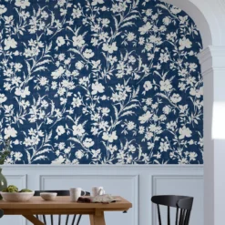 Laura Ashley Rye Blue Floral Smooth Wallpaper -Laura Ashley laura ashley rye blue floral smooth wallpaper5011583546118 21i bq