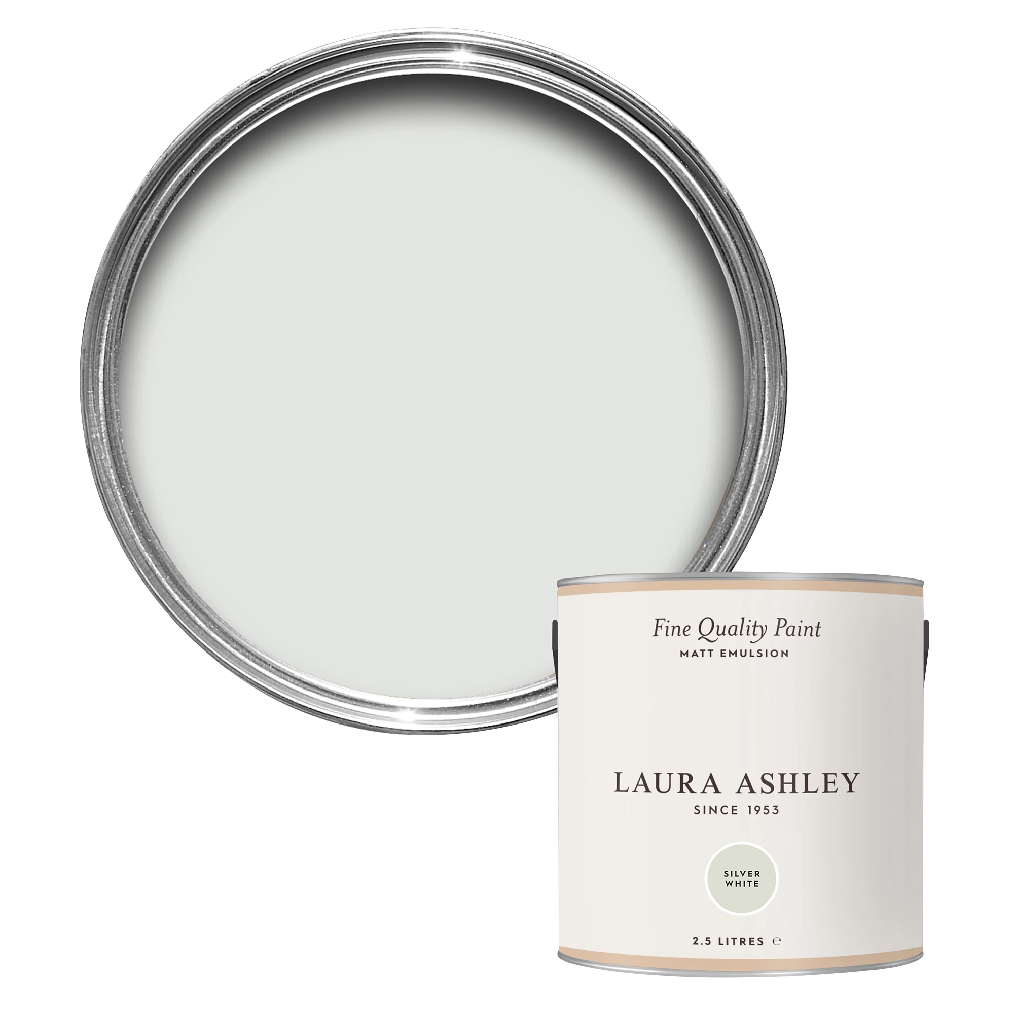 Laura Ashley Silver White Matt Emulsion Paint, 2.5L 3 Laura Ashley Silver White Matt Emulsion Paint, 2.5L