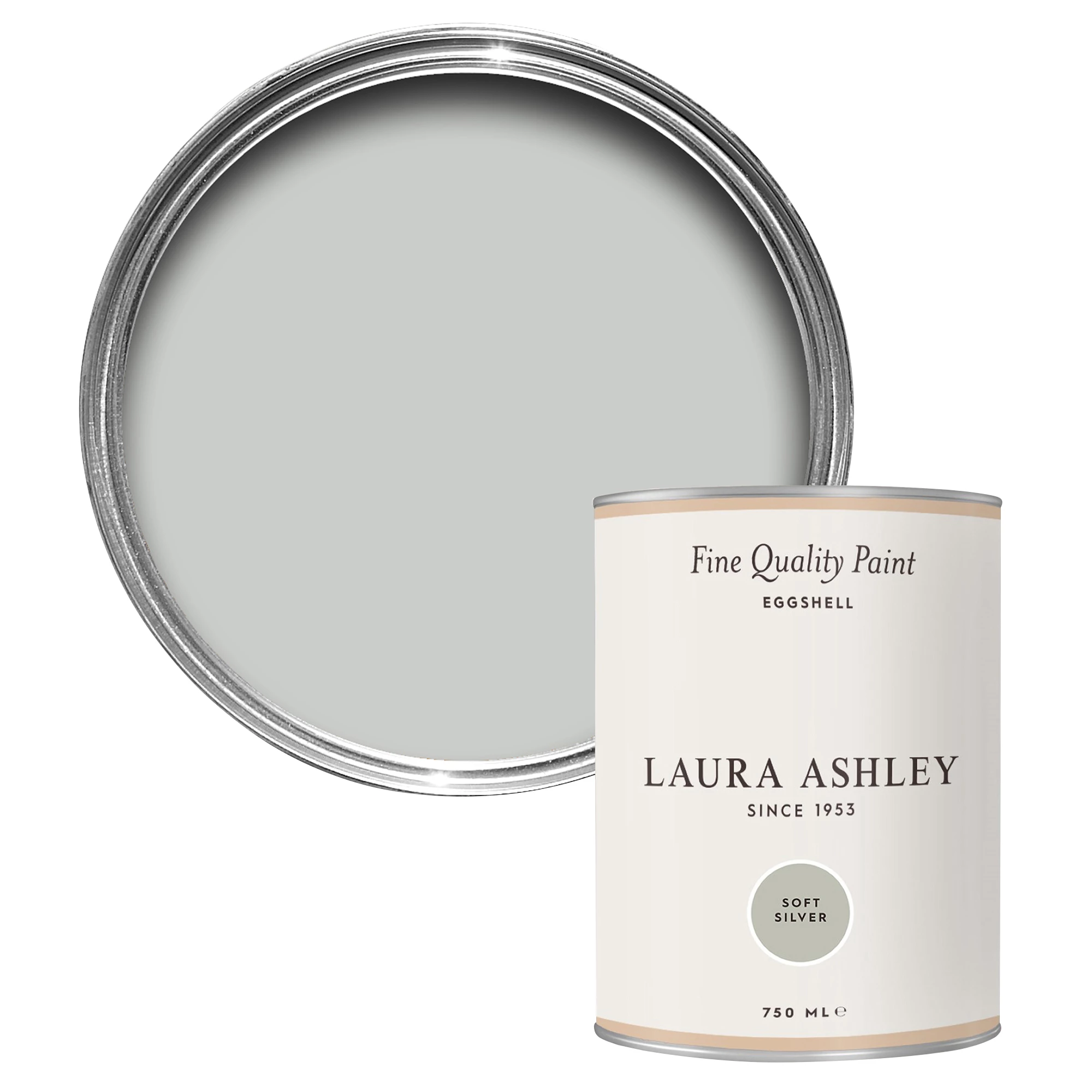 Laura Ashley Soft Silver Eggshell Emulsion Paint, 750ml 3 Laura Ashley Soft Silver Eggshell Emulsion Paint, 750ml