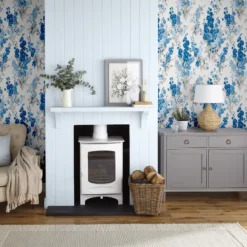 Laura Ashley Stocks Blue Sky Floral Smooth Wallpaper -Laura Ashley laura ashley stocks blue sky floral smooth wallpaper5011583492835 20i bq