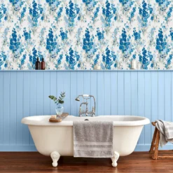 Laura Ashley Stocks Blue Sky Floral Smooth Wallpaper -Laura Ashley laura ashley stocks blue sky floral smooth wallpaper5011583492835 21i bq