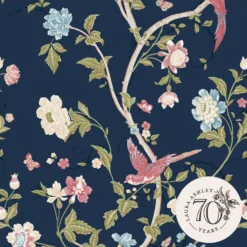 Laura Ashley Summer Palace Blue Trail Smooth Wallpaper -Laura Ashley laura ashley summer palace blue trail smooth wallpaper5011583551365 02c bq