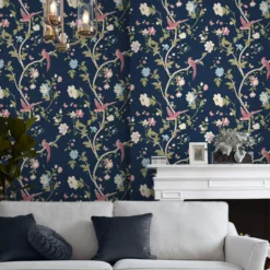Laura Ashley Summer Palace Blue Trail Smooth Wallpaper -Laura Ashley laura ashley summer palace blue trail smooth wallpaper5011583551365 20i bq